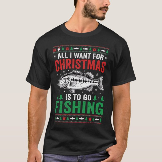 Suéter Feo de Pesca de Lubina en Navidad (Anverso)