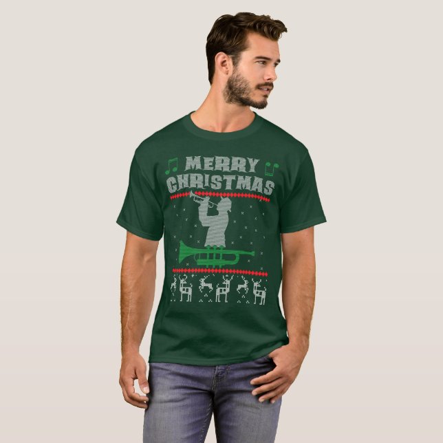 Suéter feo del navidad de la trompeta (Anverso completo)