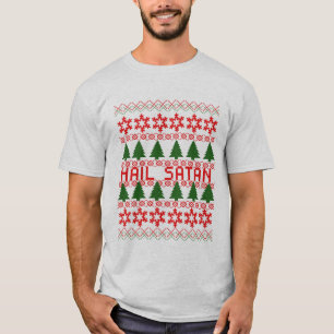 Suéter feo del navidad de Satan del saludo