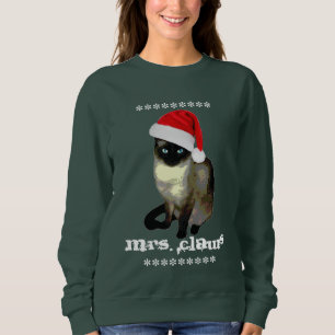 Suéter feo del navidad del gato siamés de señor