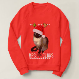 Suéter feo del navidad del gato siamés de "señora