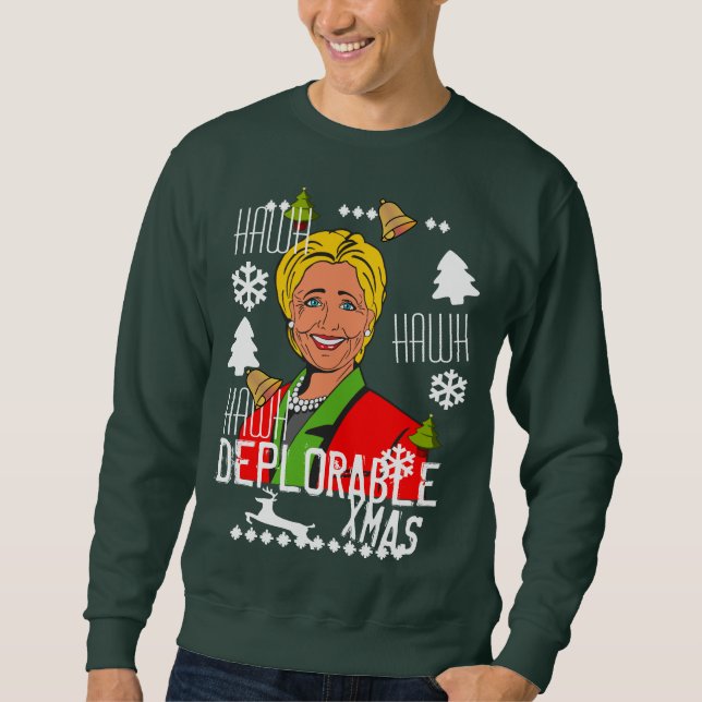 Suéter feo deplorable del navidad de Hillary (Anverso)