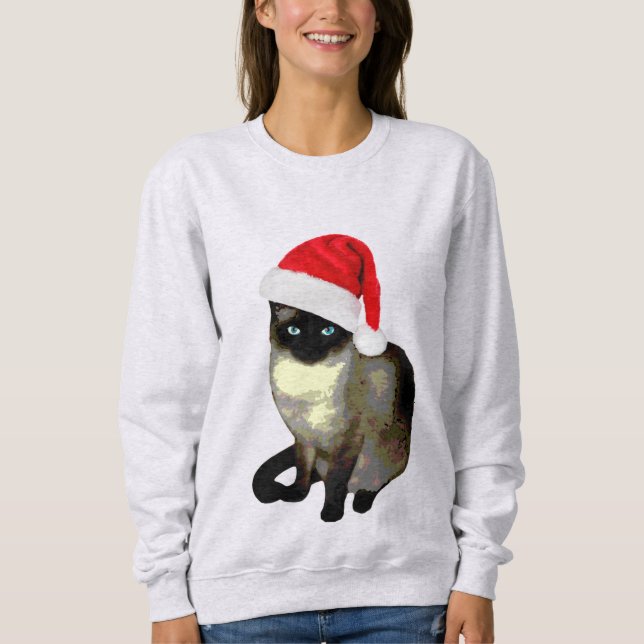 Suéter feo lindo del navidad del gato siamés para (Anverso)