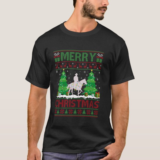 Suéter Feo Luces De Navidad Árbol Vaquero Feo X (Anverso)