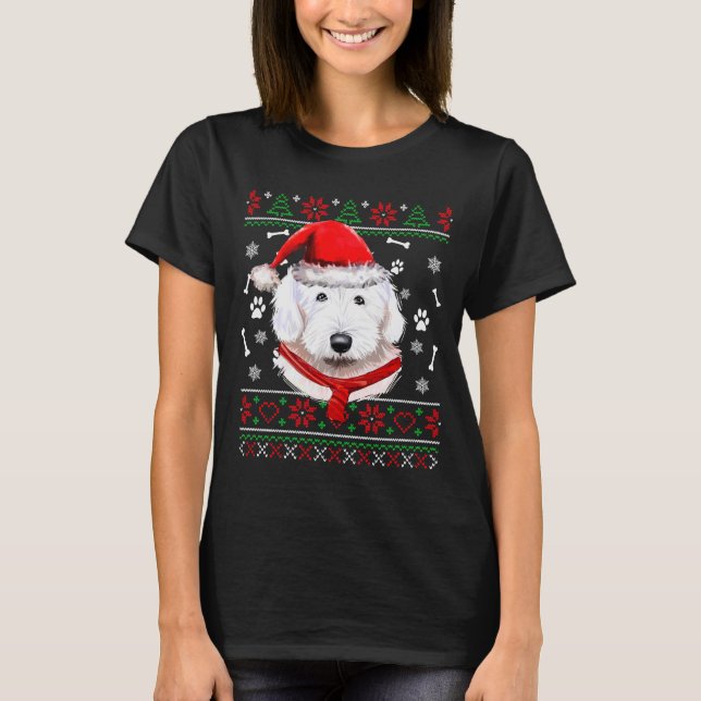 Suéter Feo Navidad Perro Bobtail Gorro de Santa Pi (Anverso)