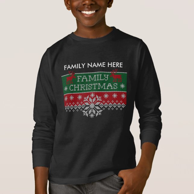 Suéter feo personalizado del navidad de la familia (Anverso)