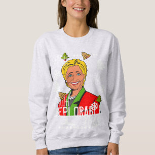 Suéter feo rojo del navidad de Hillary Clinton