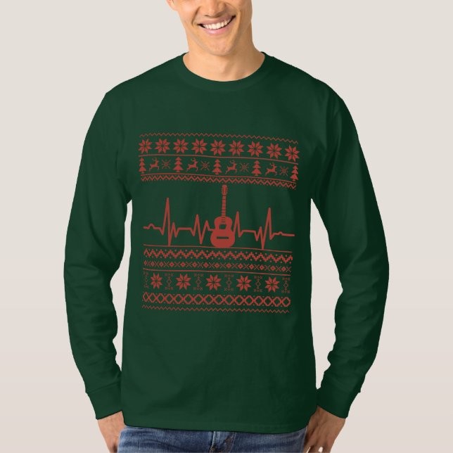 Suéter navideño feo guitarra acústica (Anverso)