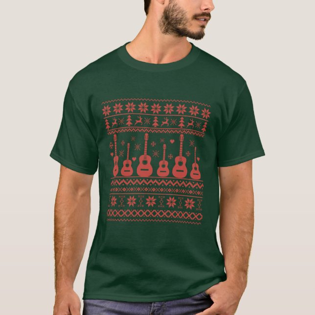 Suéter navideño feo guitarra acústica (Anverso)