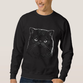 Suéter negro de hombre con arte de gato exótico gó