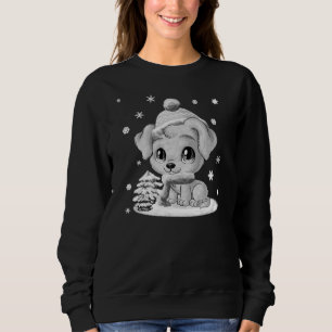 Suéter negro para mujer del perrito adorable del