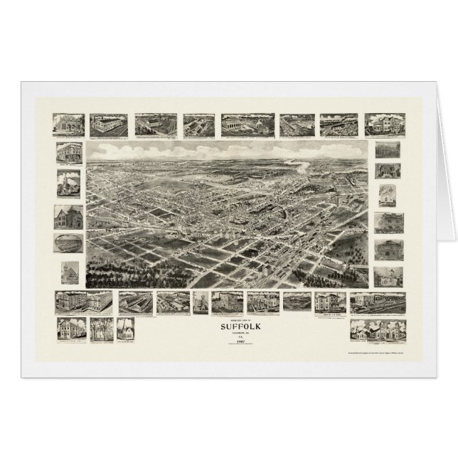 Suffolk, mapa panorámico del VA - 1907 (Anverso (Horizontal))