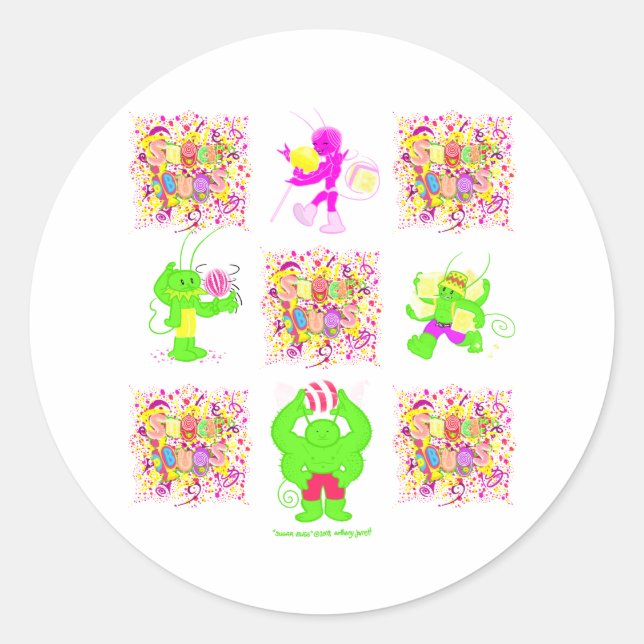 Sugar Bugs los cuatro pegatinas del logo (Anverso)