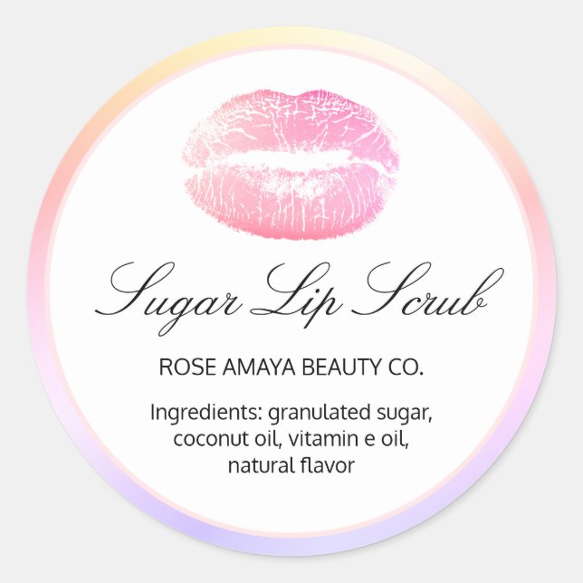 Sugar Lip Scrub Spa Beauty Product Label Pegatina (Anverso)