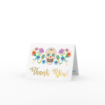 Sugar Skull Fiesta Mexicana tarjetas de agradecimi