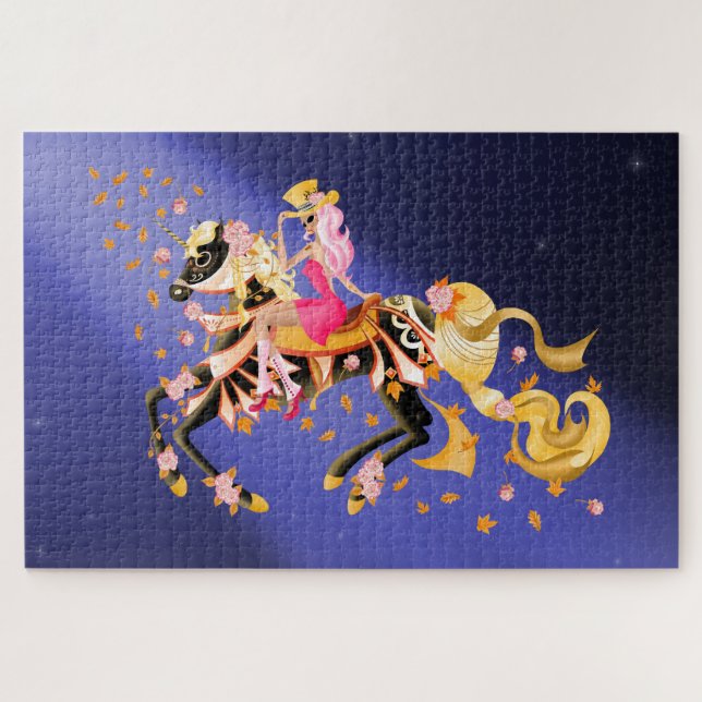 Sugar Skull Horse & Lady Jigsaw rompecabezas (Horizontal)