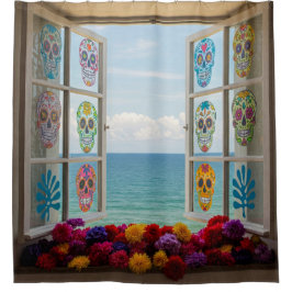 Sugar Skull Window Ver Cortina de ducha