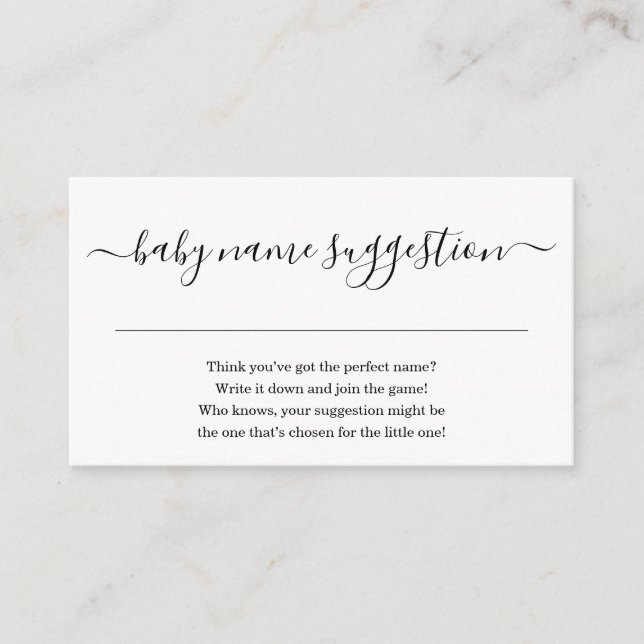 Sugerencia de nombres Invitación a Baby Shower sim (Anverso)