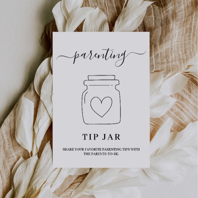 Sugerencia para padres Jar Rótulo y tarjeta de con (Parenting Tip Jar Sign and Advice Card Baby Shower)