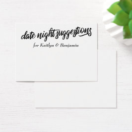 Sugerencias de noche de cita minimalista Tarjetas