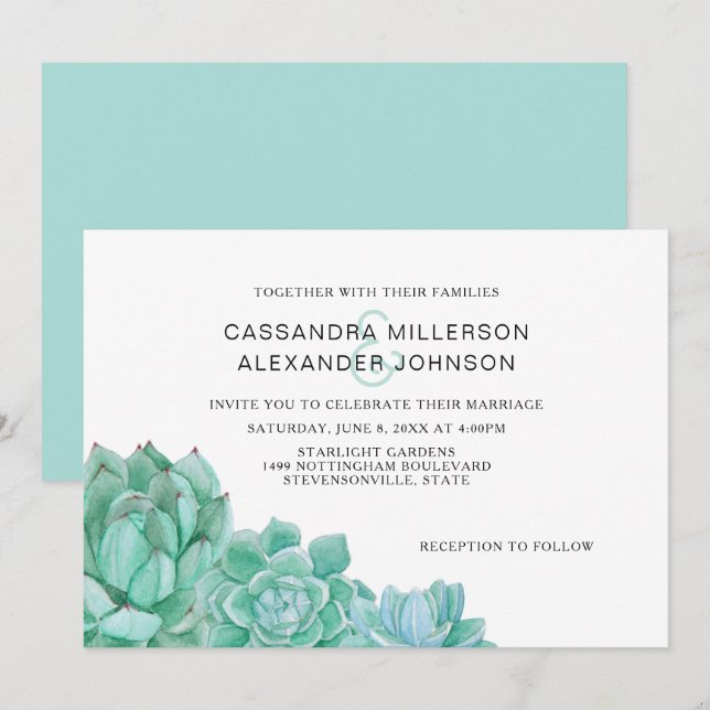 Suite 3961 de invitación a bodas de moda (Anverso / Reverso)
