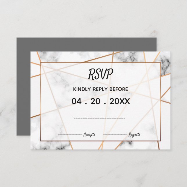 Suite de Boda de mármol Elegante e intemporal RSVP (Anverso / Reverso)
