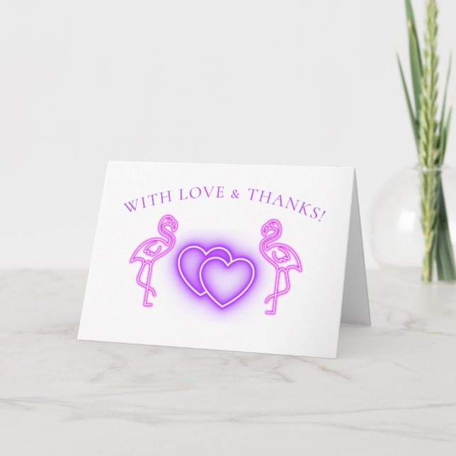 Suite de boda Flamingo & Hearts - Tarjeta de agrad (Anverso)