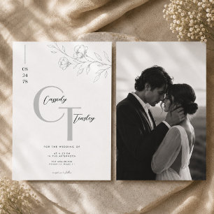 Suite de Invitación de Boda con Monograma Floral.