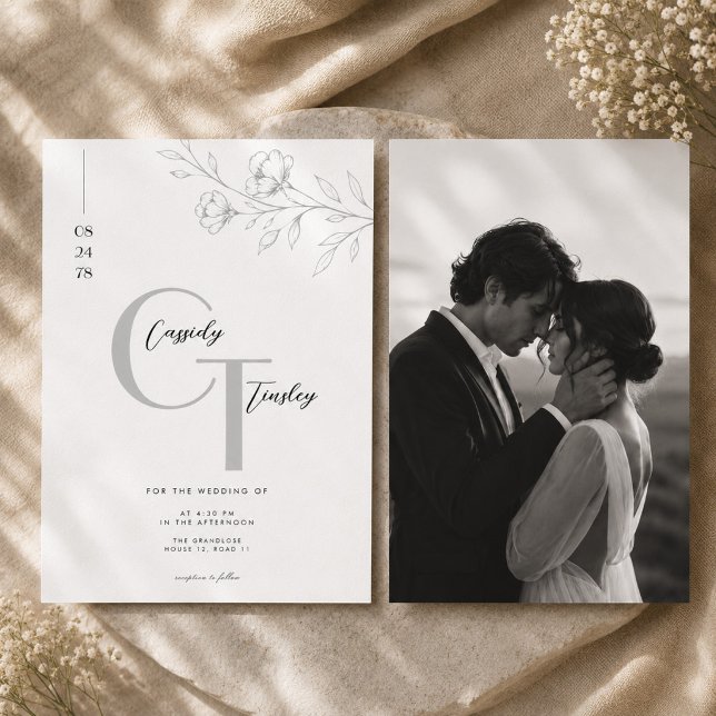 Suite de Invitación de Boda con Monograma Floral. (Subido por el creador)