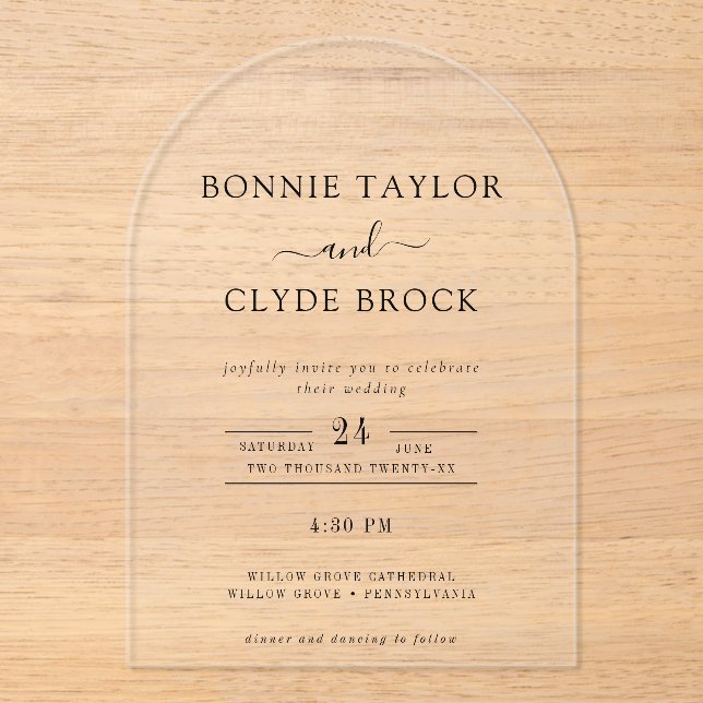 Suite de Invitación de Boda de Arco de Acrílico Mo (Anverso)