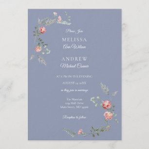 Suite de Invitación de Boda de Claveles y Azul