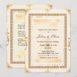 Suite de Invitación de Boda de Crema y Oro de Lujo