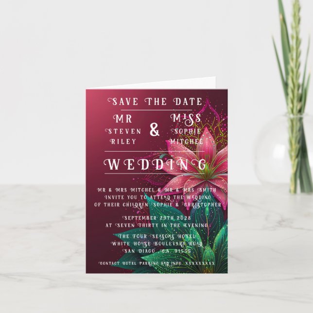 Suite de Invitación de Boda Floral Lujosa (Anverso)