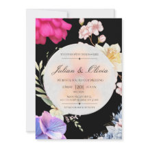 Suite de Invitación de Boda Floral Negro Malhumora