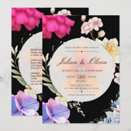Suite de Invitación de Boda Floral Negro Malhumora