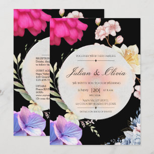 Suite de Invitación de Boda Floral Negro Malhumora