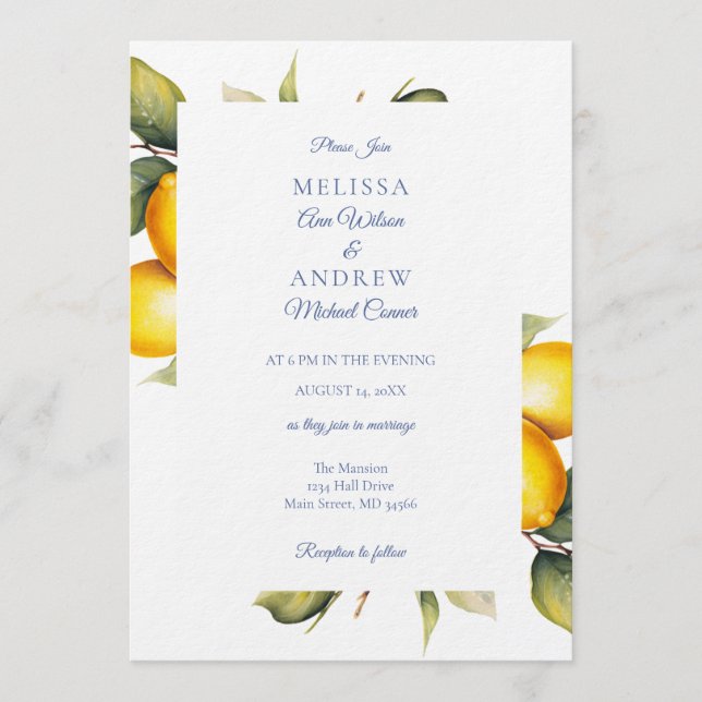 Suite de Invitación de Boda Limón (Anverso)