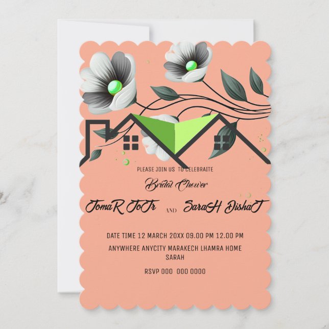 Suite, Plantilla de Invitación de Boda con Flores  (Anverso)