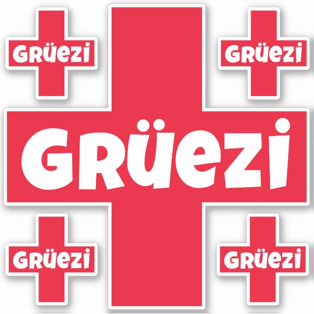 Suizo Hello Gruezi Cinco Pegatinas independientes  (Anverso)