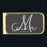 Sujeta Billetes Dorado Boda básico negro fabuloso Monograma gran valor<br><div class="desc">Monograma básico negro 3d. Echa un vistazo a este diseño 3d Monograma Básico Negro.Estilo negro gótico para tu fiesta de bodas. Los monogramas,  textos y nombres de novias y novios son fáciles de cambiar para adaptarse a sus necesidades. Todas las ilustraciones e imágenes ©nuptial.</div>