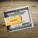 Sujeta Billetes Dorado Clip de dinero del patrón de queso suizo<br><div class="desc">Queso suizo. Patrón sin foco. Texto personalizado.</div>