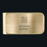 Sujeta Billetes Dorado Elegante Monogramado de oro cepillado metálico<br><div class="desc">Elegante Monogramado Gold Cepillado Metálico De Dinero De Fin De Oro.</div>