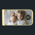 Sujeta Billetes Dorado Foto familiar de personalizado | Monogramado<br><div class="desc">Un elemento fotográfico de la familia de personalizados que incluye el suyo o el de sus destinatarios de regalo monograma único. ******Si la foto se corta, utilice la función 'editar este diseño' o 'personalizar más adelante' para añadirla al elemento. Después de añadir la foto, utilice la función hacia adelante/hacia atrás...</div>