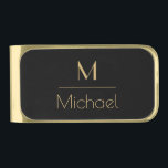 Sujeta Billetes Dorado Monograma personalizado | Nombre Negro y Oro<br><div class="desc">Fuente personalizada Monograma negro y dorado Art Deco,  La plantilla está configurada para que pueda personalizar con su nombre y inicial. Si desea cambiar el color o estilo del tipo de letra,  haga clic en personalizar más allá de que el final de la plantilla.</div>