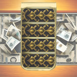 Sujeta Billetes Dorado Patrón Art Deco elegante en negro y oro<br><div class="desc">Decoración Art Deco elegante con colores de moda negro y dorado. Un único clip de dinero - ¡un gran regalo para él!</div>