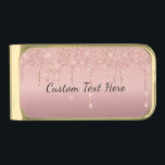 Sujeta Billetes Dorado Rosa Purpurina dorado Personalizado Mensajes de te<br><div class="desc">Money Clips con Personalizado Rosa de texto Gold Rubor Purpurina Sparkle Drips Pink Money Clip Gift - Añadir tu texto único / nombre o eliminar texto - Hacer tu regalo especial - Redimensionar y mover o eliminar y agregar texto / elementos con la herramienta Personalización. Diseño de MIGNED. Elija fuentes...</div>