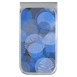 Sujeta Billetes Plateado Arte fractal Círculos geométricos azules Swirl Man