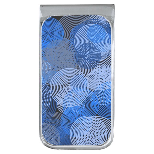 Sujeta Billetes Plateado Arte fractal Círculos geométricos azules Swirl Man (Frente vertical)