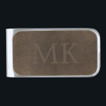 Sujeta Billetes Plateado Aspecto de cuero marrón elegante monogramado<br><div class="desc">El viejo cuero marrón angustiado le parece un clip de dinero.           Personalízalo con iniciales de nombre y detalles de contacto en ambos lados!        Puede hacer un gran regalo para papá,  abuelo,  esposo o mejor amigo en cumpleaños,  Día del Padre,  Navidades o cualquier otra ocasión especial.</div>