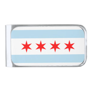 Sujeta Billetes Plateado Bandera de Chicago, Illinois Silver Finish Money C